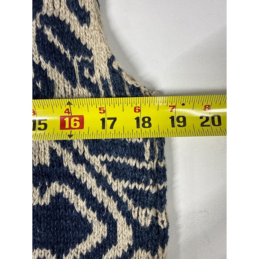 NWOT Ralph Lauren vintage Sweater Vest Women L Navy Blue  Hand Knit  Ikat - Picture 5 of 6